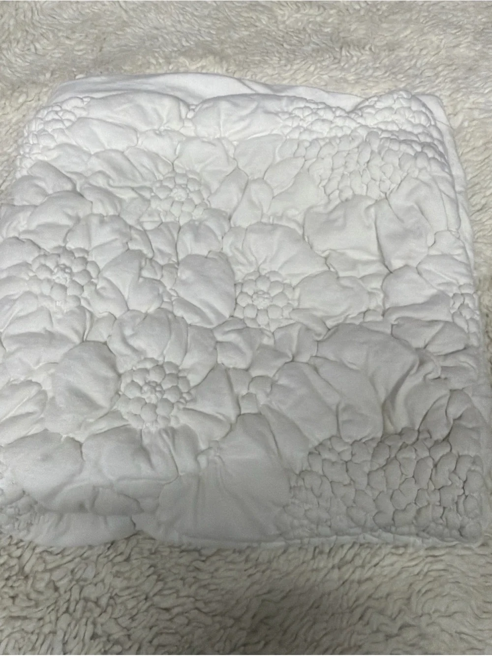 Anthropologie Euro sham 26”x26” Plush Floral Quilted - White 100% Cotton